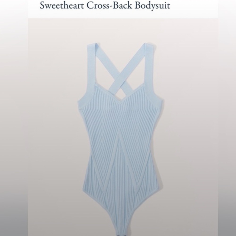 Abercrombie & Fitch Sweetheart Cross-Back Bodysuit in Blue XS NWT